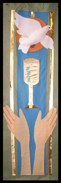 Sanctuary Banner 3, representing the third great end: the maintenance of divine worship
